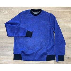 Greyson Pocket Sweatshirt Mens M Blue Wolf Pattern Pullover Golf Sweatshirt